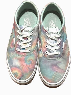 Vans Pastel Tie-Dye Canvas Sneakers - Mint, Pink, Blue Size 9